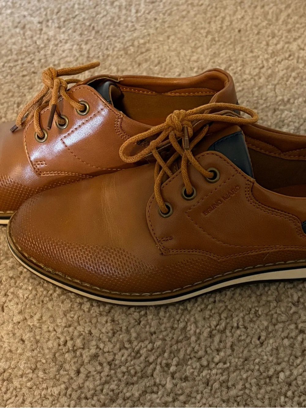 Kids Tan Dress Lace-Up Shoes